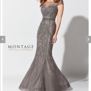 NWOT stunning charcoal evening gown with sequins
